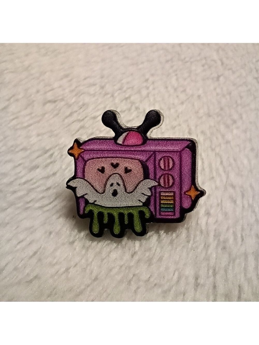 2/$10 Cute Pink Ghost TV Acrylic Pin